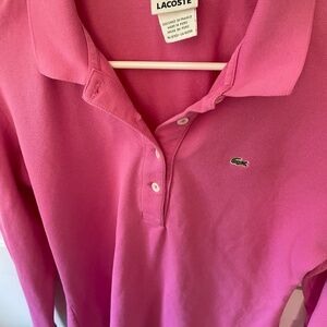Lacoste Women’s pink long-sleeved polo Izod alligator 44